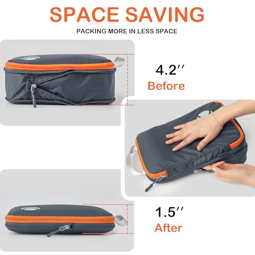 Cipway Compression Packing Cubes for Travel (8 Piece,Grey) - color: Grey, size: 8PCS