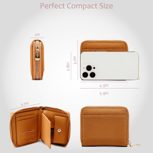 RFID Blocking Small Wallets for Women, Leather Travel Wallet - color: Brown