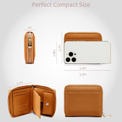 RFID Blocking Small Wallets for Women, Leather Travel Wallet - color: Brown