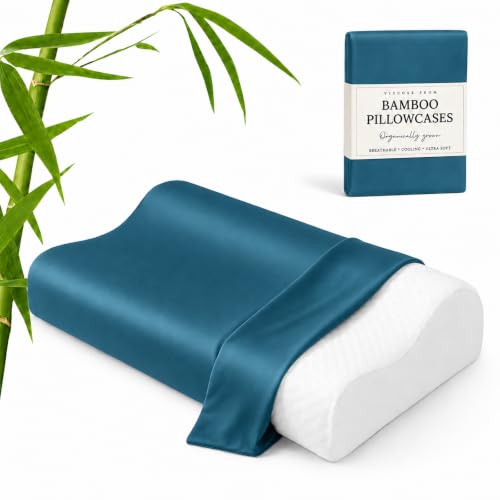 Cooling Contour Cervical Pillowcase, Teal, 24x14x5/3.7 Inches, 1 Piece - color: Teal