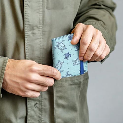 Line Art Sea Turtle Passport Holder for Travel, 5.9" x 4.3" - color: Sea Turtle