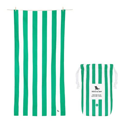 Dock & Bay Quick Dry Beach Towel - Cabana - Cancun Green - Large - color: Cabana - Cancun Green, size: Large (160x90cm, 63x35")