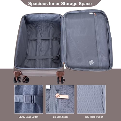 Travelhouse 4-Piece Softside Luggage Set with Spinner Wheels - color: Khaki, size: 4 piece
