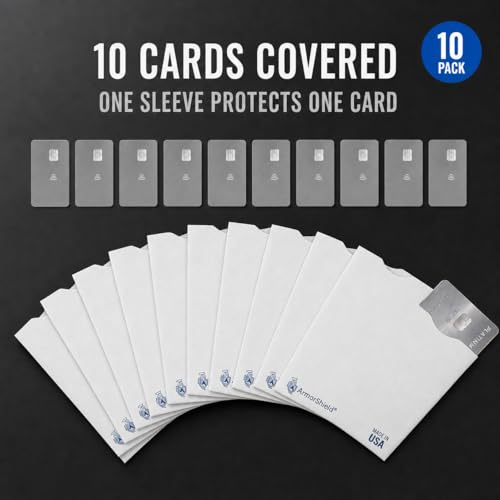 ArmorShield RFID Blocking Sleeves for Credit Cards, 10-Pack White, USA Made - color: White