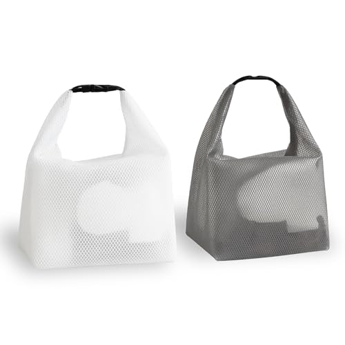 2 Pack Waterproof Travel Toiletry Bag – Large Clear EVA Bags for Gym, Travel, Daily Use & Cosmetics – Dry-Wet Separation, Snap Buckle, Lightweight Foldable Design (Gray & White)
