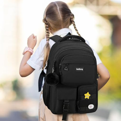 kadilong Teen Girls School Backpack Set,Laptop Backpack for College Student Women Middle High School Bookbag Mochila Escolares para Niñas Mujeres,Black - color: 3 Pack-black, size: 15,6 inch