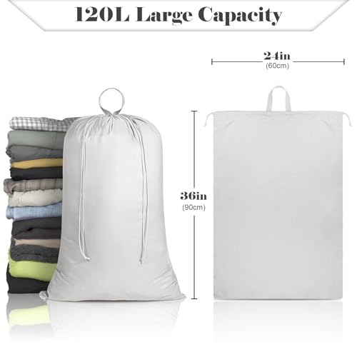 120L Extra Large Laundry Bag with Handles for Travel & Dorms - color: Grey