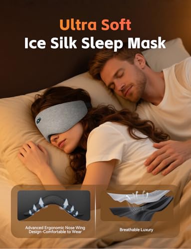 Sleep Headphones Bluetooth 6.0 Sleep Mask for Side Sleepers, 20H Playtime - color: Grey