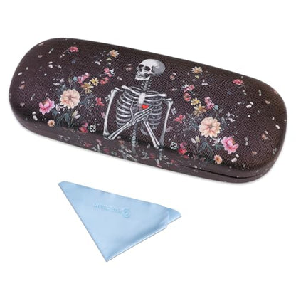 PERFECTSIGHT Hard Shell Eyeglasses Case, PU Leather Protective Glasses Case, Cute Eyeglass Case for Women Men Girls - color: Skull