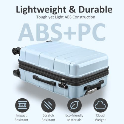 Luggage 2 Piece (20in/24in) Expandable Luggage with Spinner Wheels - color: Baby Blue, size: 2 Set (20/24In)