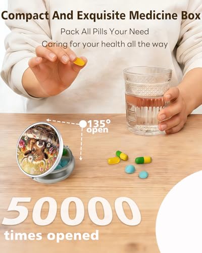 LRITER Pill Case, 3 Compartment Portable Travel Pill Box, Pillbox Organizer - color: Calf
