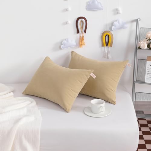 NTBAY Toddler Pillows, Set of 2, 13"x18", Light Taupe - color: Light Taupe, size: 13"x18"
