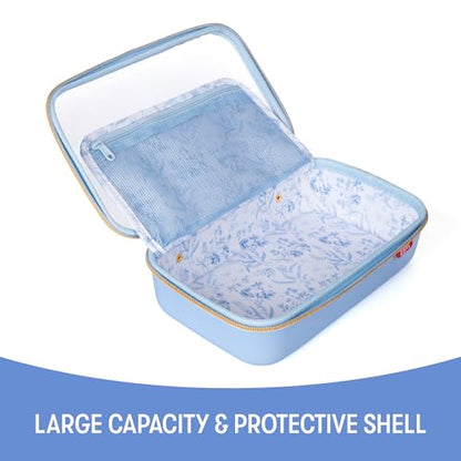 ZIPIT Makeup Bag for Women, Clear Top Travel Cosmetic Case, Light Blue - color: Light Blue