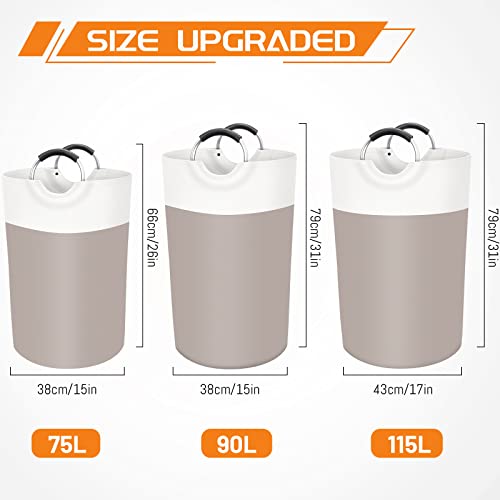 BlissTotes 115L Laundry Basket, Freestanding Collapsible Hamper, Brown - color: Brown, size: 115L