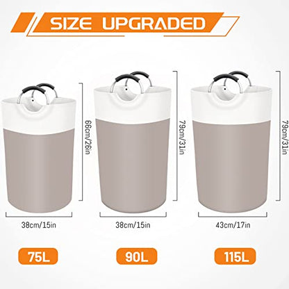 BlissTotes 115L Laundry Basket, Freestanding Collapsible Hamper, Brown - color: Brown, size: 115L