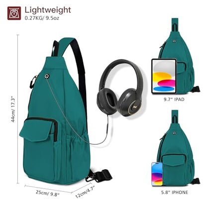 Sling Bag for Women Crossbody Chest Bag Convertible from Left to Right, Water Repellent Gym Backpack, Anit Theft - color: Forest Green