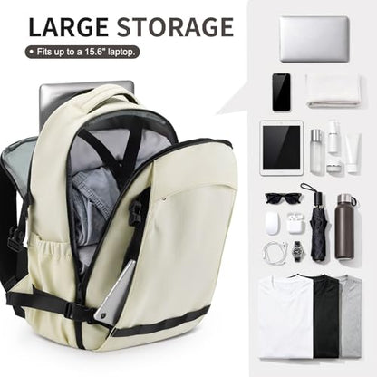 Travel Backpack Women Men Lightweight TSA Approved Carry On Bag - color: Beige