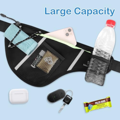 SooGree Men Women Sports Running Waist Bag, Waterproof Fanny Packs with Adjustable Belt, Waist Fanny Pack Bag with Water Bottle Holde for Running Hiking Walking Biking - color: GSP8807-Black