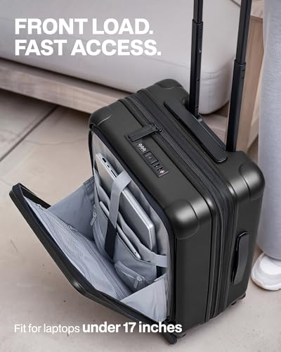 Coolife Expandable Luggage with TSA Lock 2 Piece Set Black - color: Black