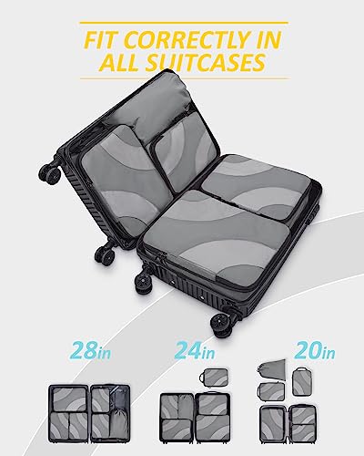 BAGSMART Compression Packing Cubes for Travel - color: Grey, size: Set of 6