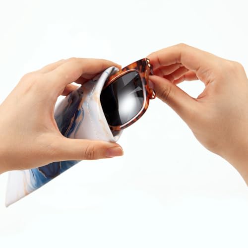 TRIUMPH VISION Eyeglass Case Glasses Case Soft Sunglass Pouch Sleeve 3 Pack - color: Pu Leather Marble Black Grey Blue White