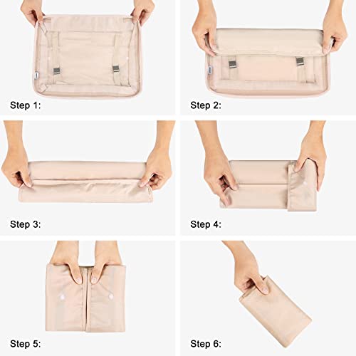 Mossio 9 Set Packing Cubes with Shoe Bag & Electronics Bag - Luggage Organizers Suitcase Travel Accessories - color: Beige