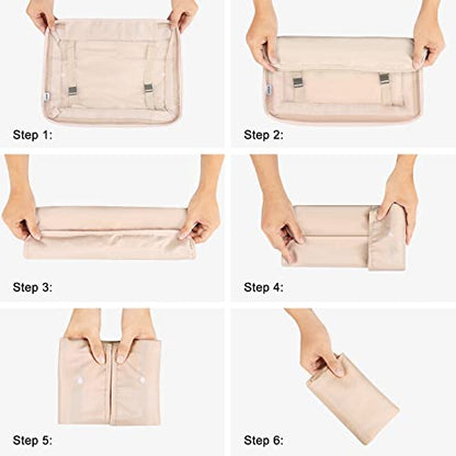 Mossio 9 Set Packing Cubes with Shoe Bag & Electronics Bag - Luggage Organizers Suitcase Travel Accessories - color: Beige