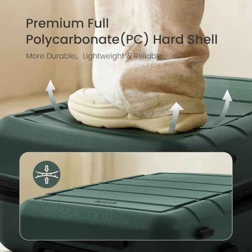 SHOWKOO G-Series Luggage set 3pcs, 100% PC Durable Hardshell Suitcase - color: ArmyGreen, size: 3-Piece Set (20/24/28in)
