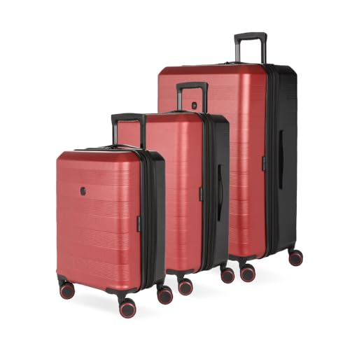 SwissGear Duet Hardside Expandable Luggage with Spinner Wheels, Red/Black, 3-Piece Set (19/24/28) - color: Red/Black, size: 3-Piece Set (19/24/28)