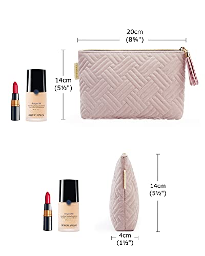 BAGSMART Small Makeup Bag with Tassel, Soft Cosmetic Pouch 8.7" - color: 03-Camel-1 pcs