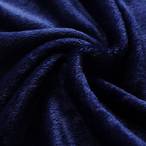 Fleece Plush Throw Blanket Navy Blue 50"x70"for Couch Fuzzy Cozy Flannel - color: Navy Blue, size: Throw XL(50"×70")