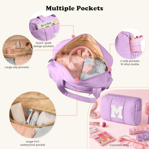 Initial Gym Duffle Bag, Carry On Bags for Women,Gift for Daughter - color: Purple, style: D