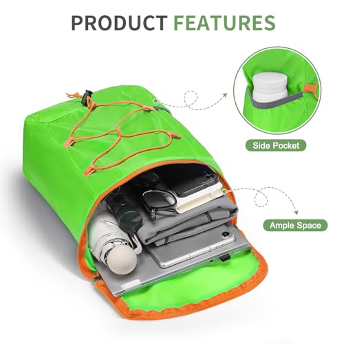 20L Small Hiking Backpack Lightweight Packable Daypack Green | Foldable Day Pack for Men Women Functional Style Small Outdoor Backpack Waterproof for Travel Camping Mountaineering - color: Green