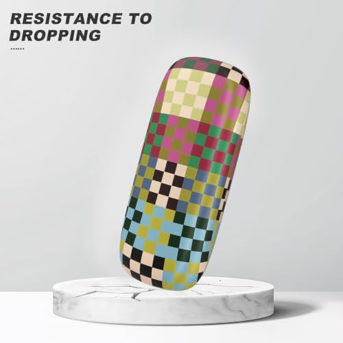 Eyeglasses Case, Hard Shell Protective Case for Glasses, Unisex for Women Men - color: Colorful Checkred
