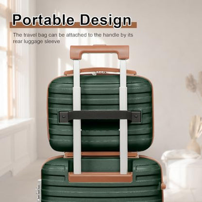 Joyway Carry On Luggage 20 Inch Expandable Suitcase with Spinner Wheel, 4 Piece Hard Shell Luggage Set with TSA Lock(Green brown) - color: Green brown-New, size: 4 Piece Set (13/20 Inch)