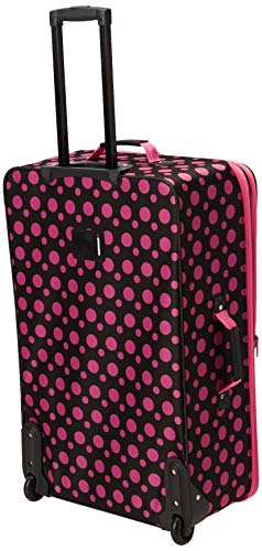 Rockland Fashion Softside Upright Luggage Set, Black/Pink Dot, 4-Piece (14/19/24/28) - color: Black Pink Dot, size: 4 Piece (28"/24"/19"/14" Tote)