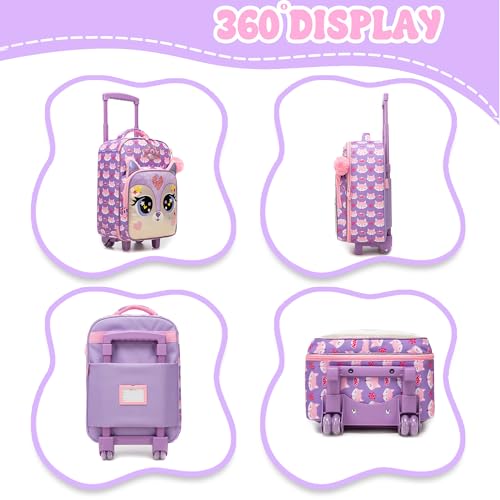Kids Luggage with Wheels Softside 16" Kids Suitcase for Girls Luggage for Kid Airline Approved & Multi-function Carry Bag 3pcs Set - color: Zihuli