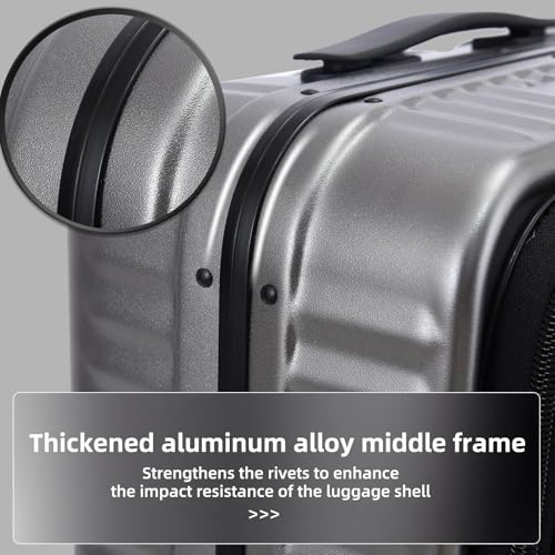 Kaleenie 29 Inch Aluminum Frame Checked Luggage Top Opening - color: Gray, size: 29 Inch