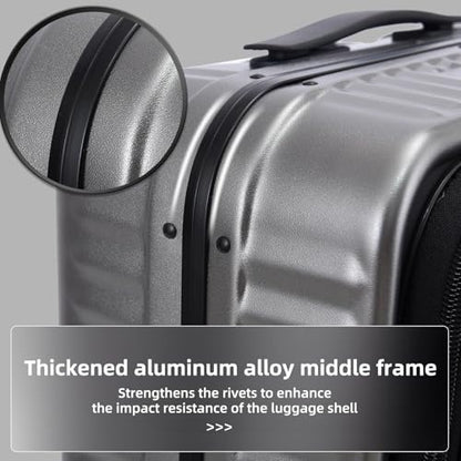 Kaleenie 29 Inch Aluminum Frame Checked Luggage Top Opening - color: Gray, size: 29 Inch