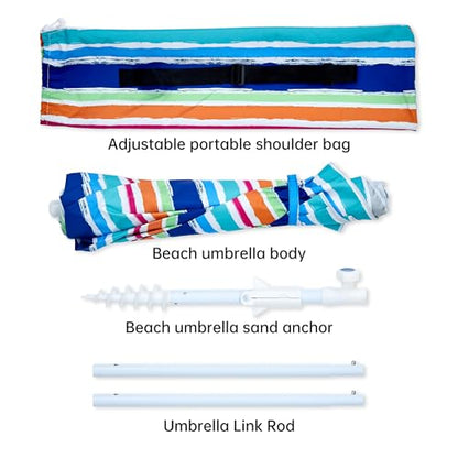 Aohanoi Outdoor Umbrella - Sun Protection, Rain Resistant, Windproof with Manual Open-Close Feature - Ideal for Beach, Camping, and Picnics - color: Rainbow