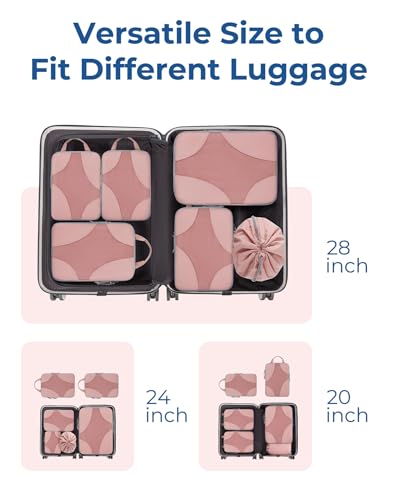Bagsmart Compression Packing Cubes, Travel Bag Cruise Ship Essentials - color: Clay Pink