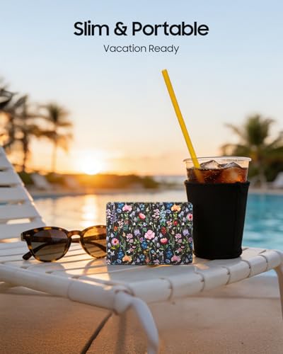 FINTIE Slim Minimalist Front Pocket Wallet RFID Blocking Credit Card Holder - color: black floral