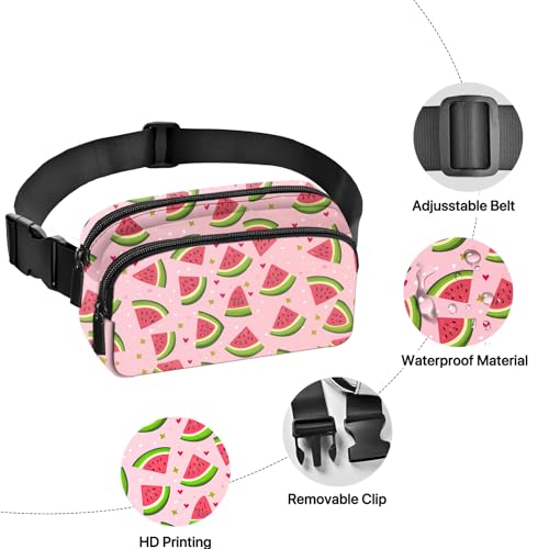 Watermelon Fanny Pack for Women Belt Bag Fashion Waist Pouch with Adjustable Strap for Sports Running Traveling Hiking Camping Cycling - color: Beige