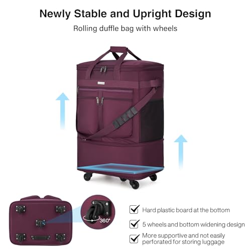 MILADA Expandable Luggage Bags for Travel Collapsible Suitcase with Wheels - color: Purple