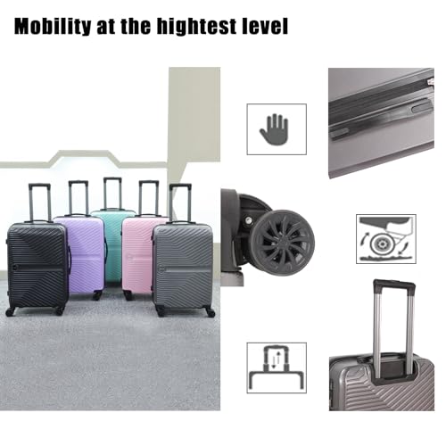 Luggage Set 3 Pieces -Suitcase Set - Luggage with Wheels - Check-in Luggage - PC + ABS Durable Suitcase Rotating Silent Wheels 3-Piece 20/24/28 Mint Green (grey) - color: grey