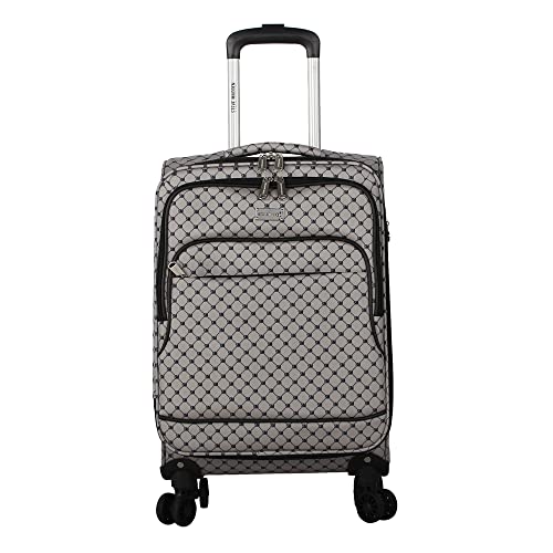 Steve Madden Designer Luggage Collection - Lightweight Softside Expandable Suitcase for Men & Women - Durable 20 Inch Carry On Bag with 4-Rolling Spinner Wheels (Noble Black/Grey, 20in) - color: Noble Black/Grey, size: 20 Inches