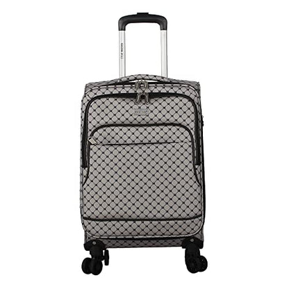Steve Madden Designer Luggage Collection - Lightweight Softside Expandable Suitcase for Men & Women - Durable 20 Inch Carry On Bag with 4-Rolling Spinner Wheels (Noble Black/Grey, 20in) - color: Noble Black/Grey, size: 20 Inches
