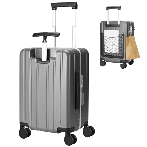 MRPLUM 20" Carry On Luggage Double Handle Suitcase with Net Pocket,Grey - color: Grey