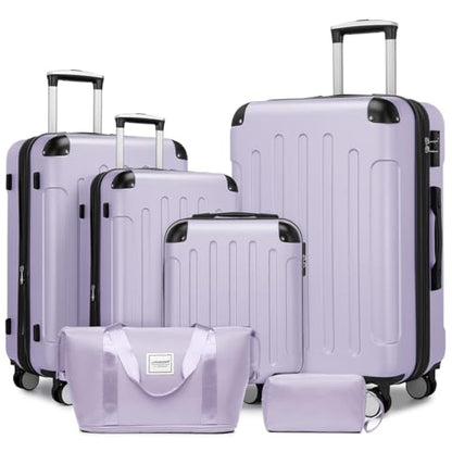 LARVENDER Luggage Sets 6 Piece, Expandable Suitcases with Wheel, Lavender - color: Lavender Purple, size: 6 piece set