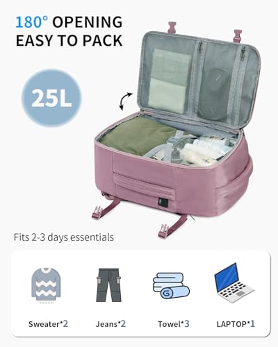 ECOHUB Travel Backpack Airlines Approved Personal Item Bag Carry On Backpack - color: Pink-2, size: 18 inch underseat